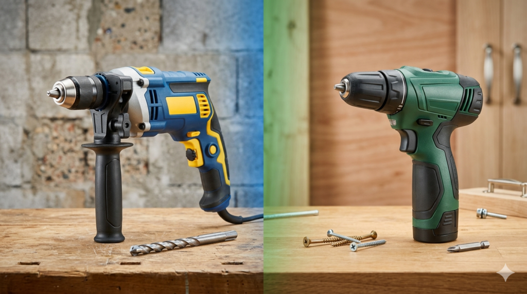 diferença entre furadeira de impacto e parafusadeira para uso doméstico
